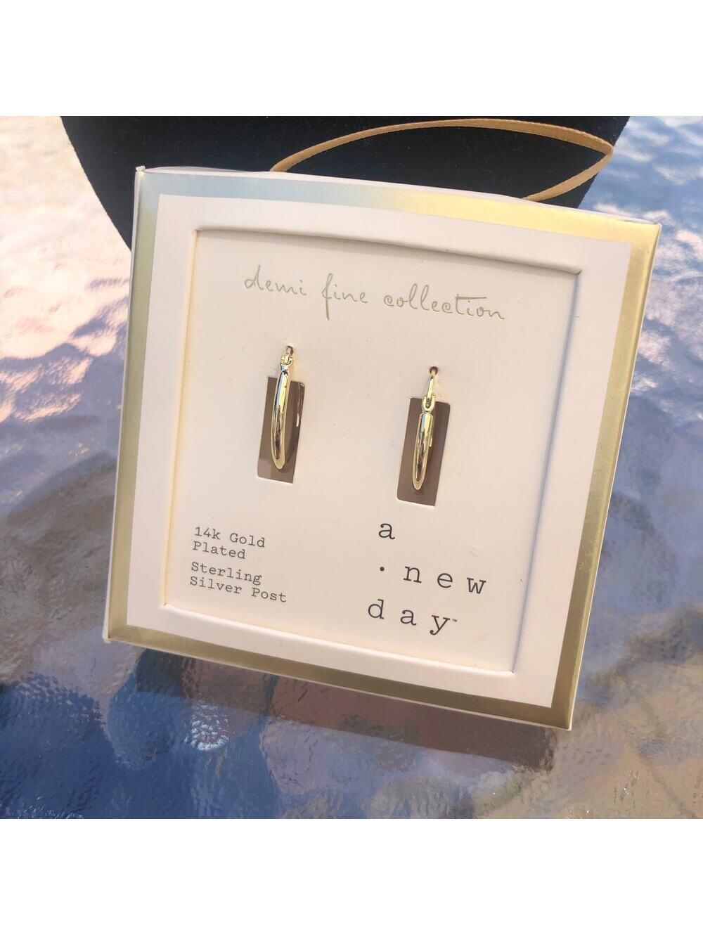 A New Day NWT 14k Gold Plated Sterling Silver Post Gold Hoop Earrings